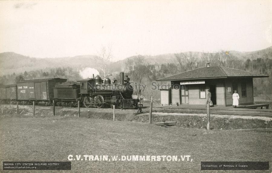 Postcard: Central Vermont train, West Dummerston, Vermont